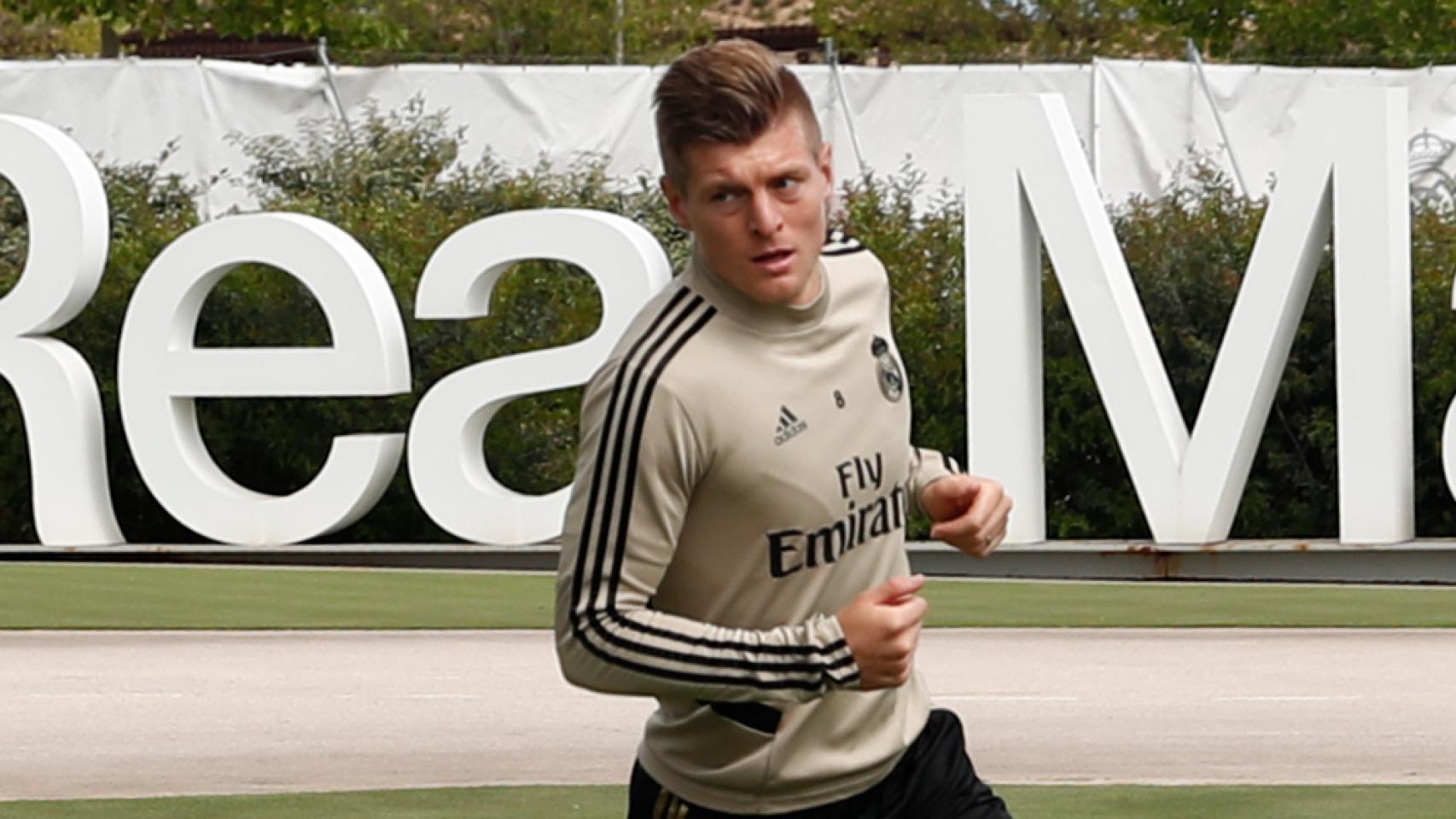 Toni Kroos, en un entrenamiento del Real Madrid