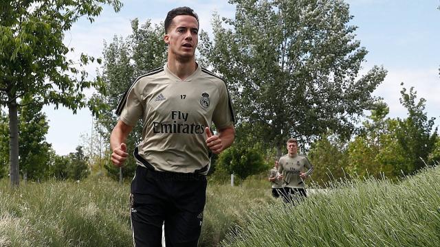 Lucas Vázquez, en un entrenamiento del Real Madrid