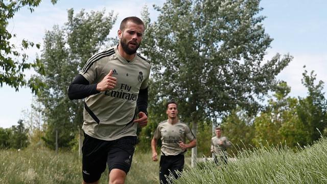 Nacho Fernández, en un entrenamiento del Real Madrid