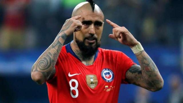 Arturo Vidal, durante un partido con la selección chilena