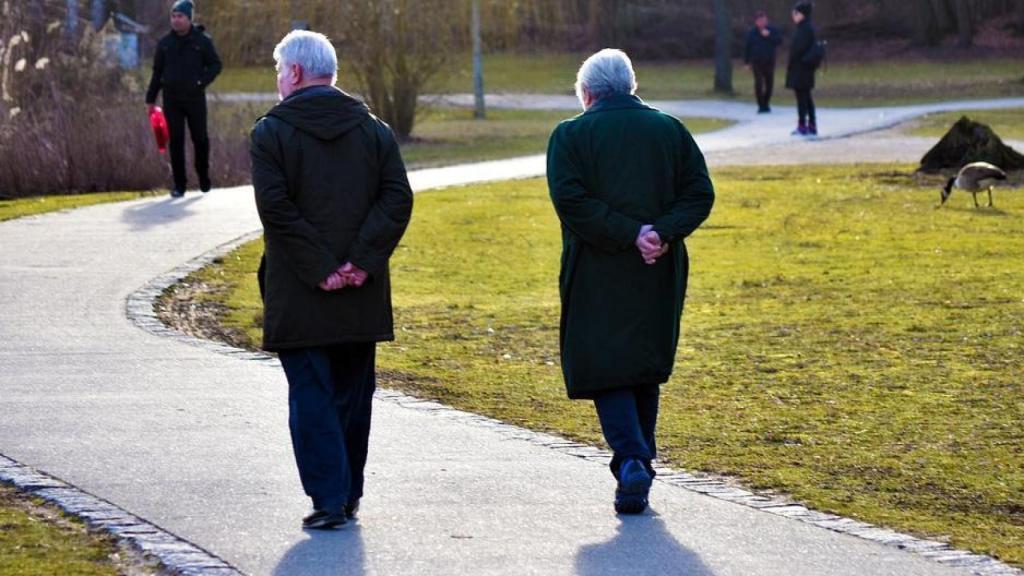 Dos personas mayores andando por un parque. / Pixabay