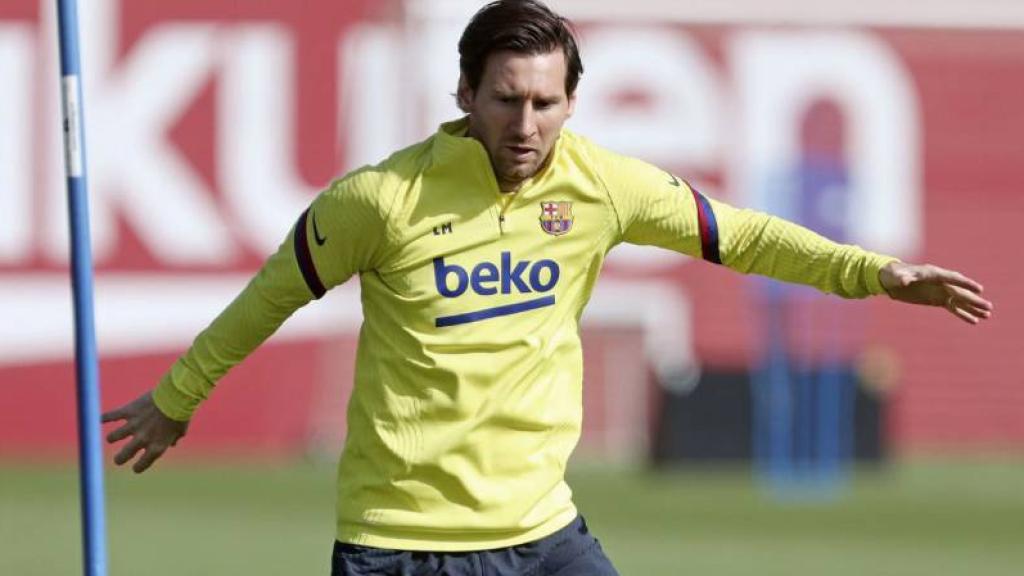 Lionel Messi, en un entrenamiento del Barcelona