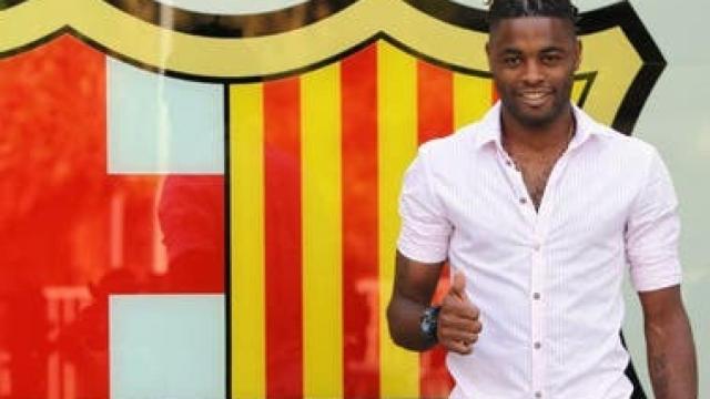 Alex Song, en su presentación con el Barcelona