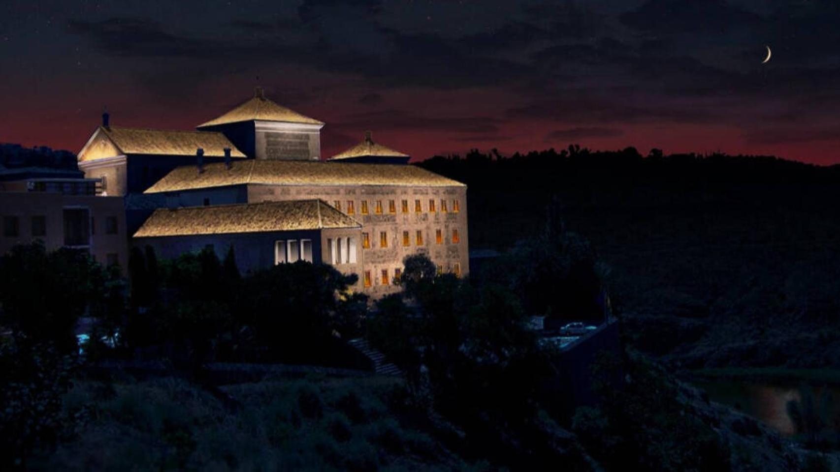 Iluminación artística de las Cortes de Castilla-La Mancha. Foto: EP