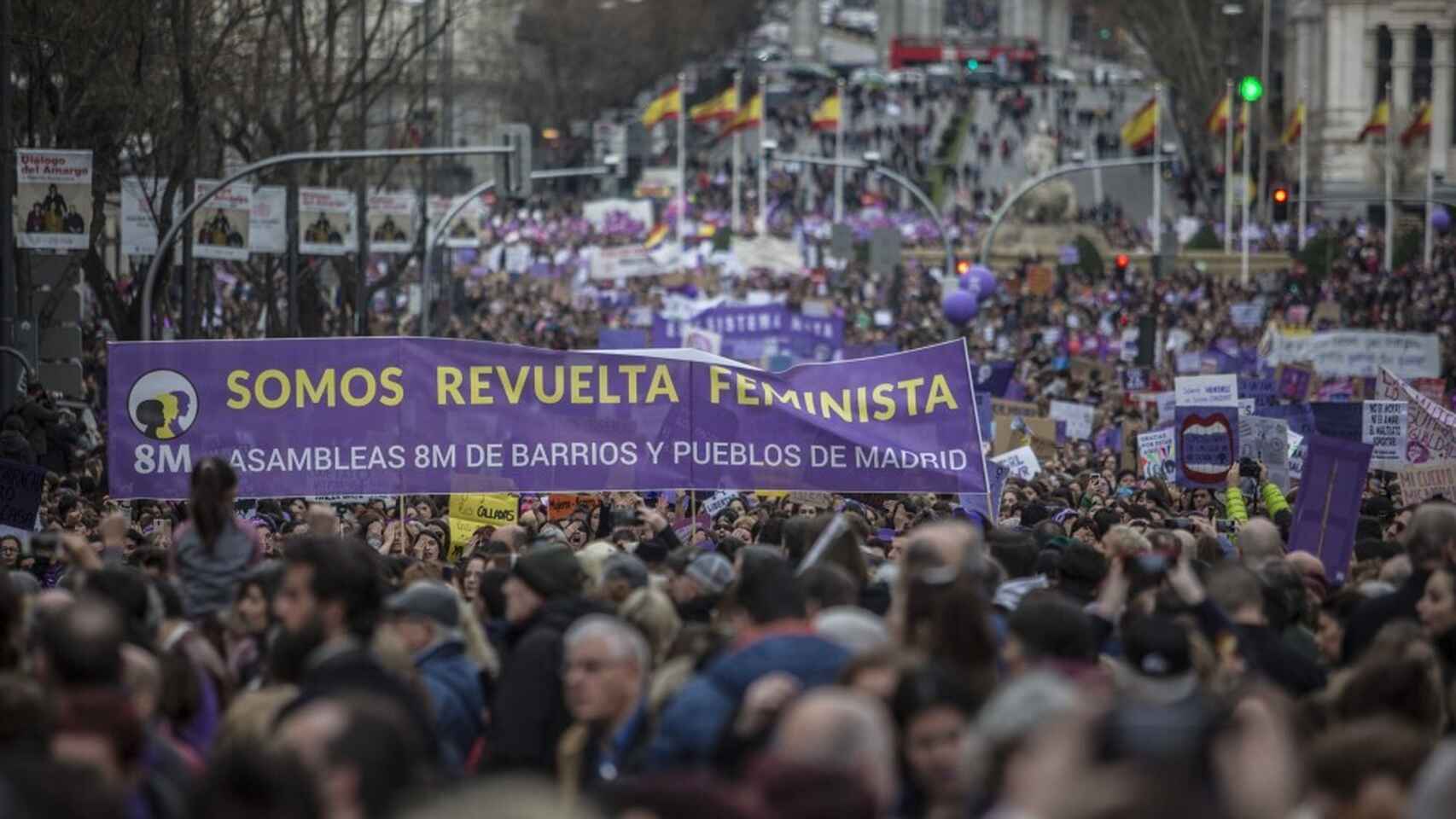 Imágenes de la manifestación del 8-M que tuvo lugar el pasado año en Madrid.