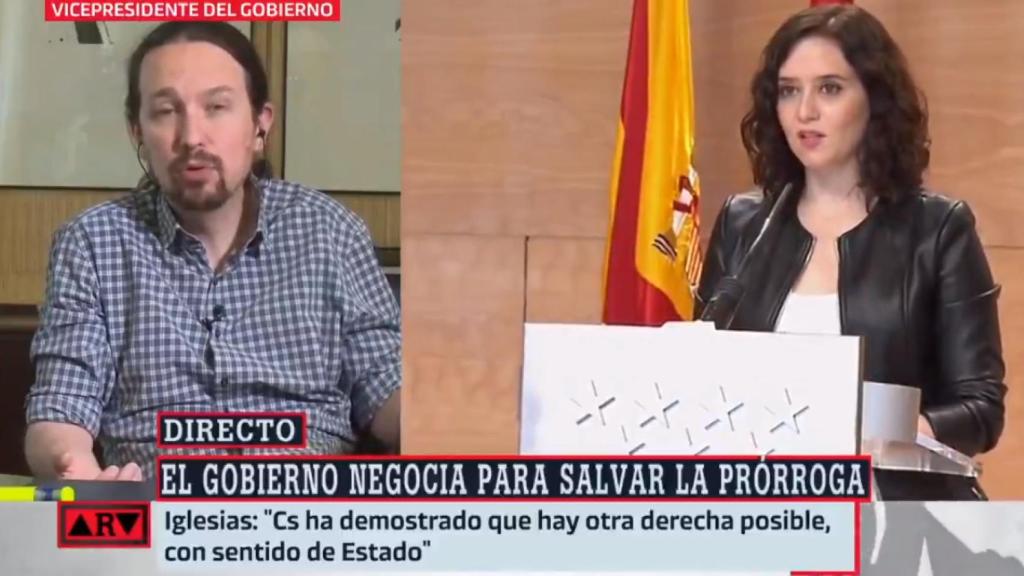 El vicepresidente Pablo Iglesias, entrevistado en directo.