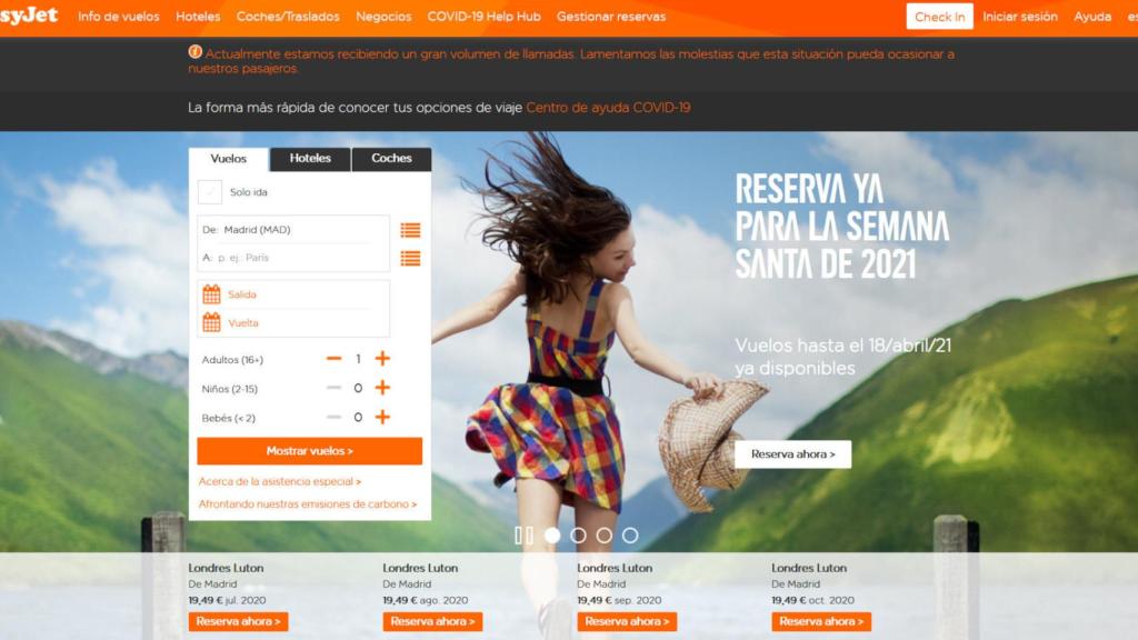 Página web de EasyJet