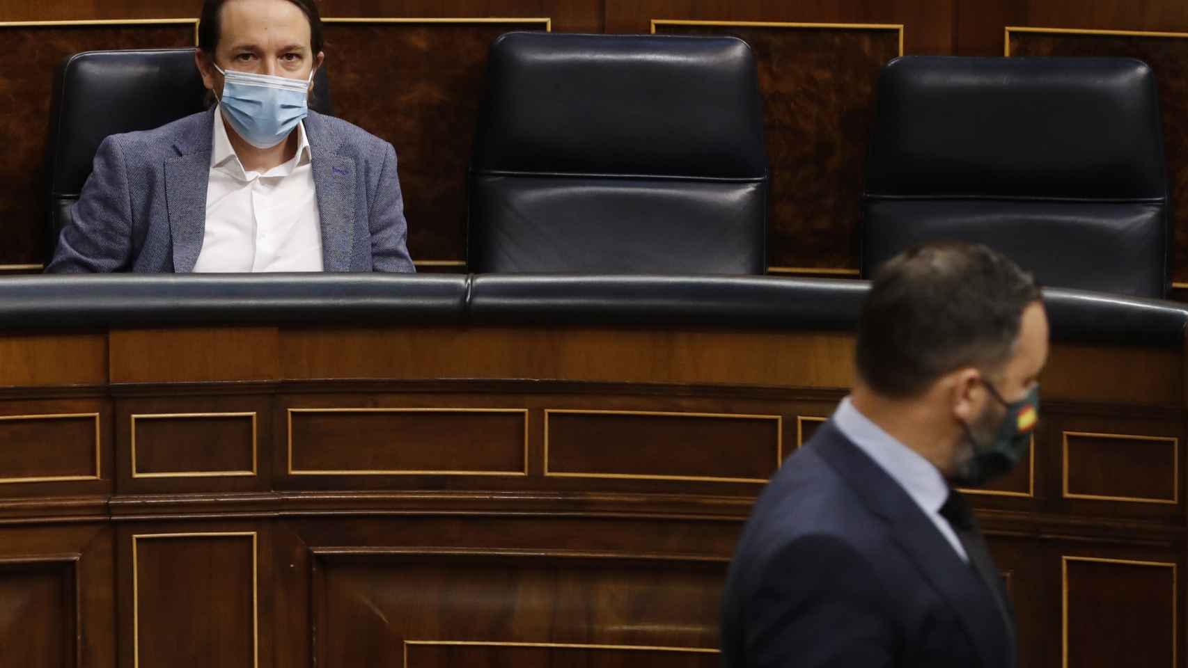 Pablo Iglesias y Santiago Abascal en el Congreso de los Diputados.