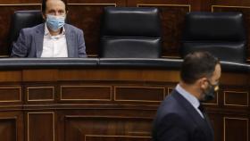 Pablo Iglesias y Santiago Abascal en el Congreso de los Diputados.