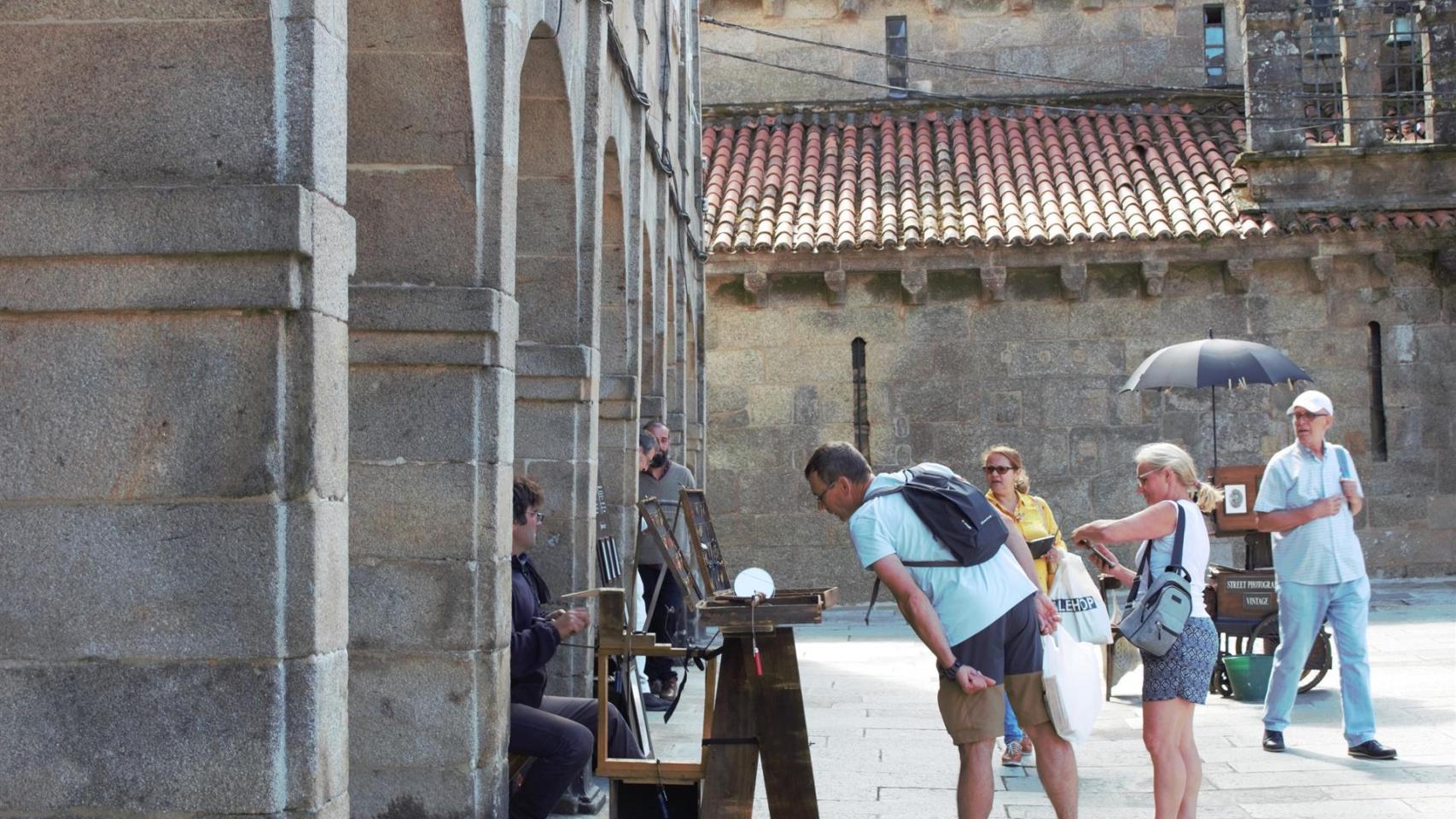 Turistas en Santiago de Compostela.