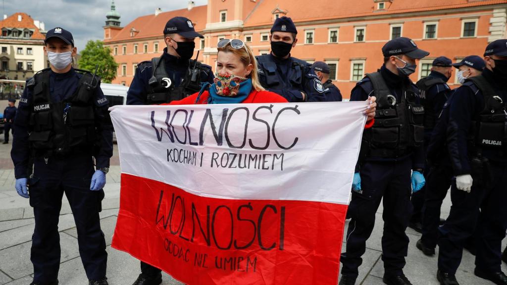 Manifestación contra el Gobierno polaco en Varsovia.