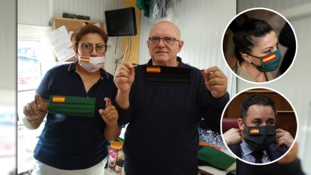 José Luis y Silvia, los creadores murcianos de la mascarilla patriótica.