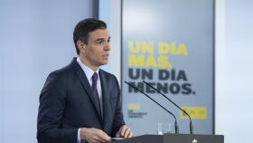 El presidente del Gobierno, Pedro Sánchez, comparece en una rueda de prensa telemática