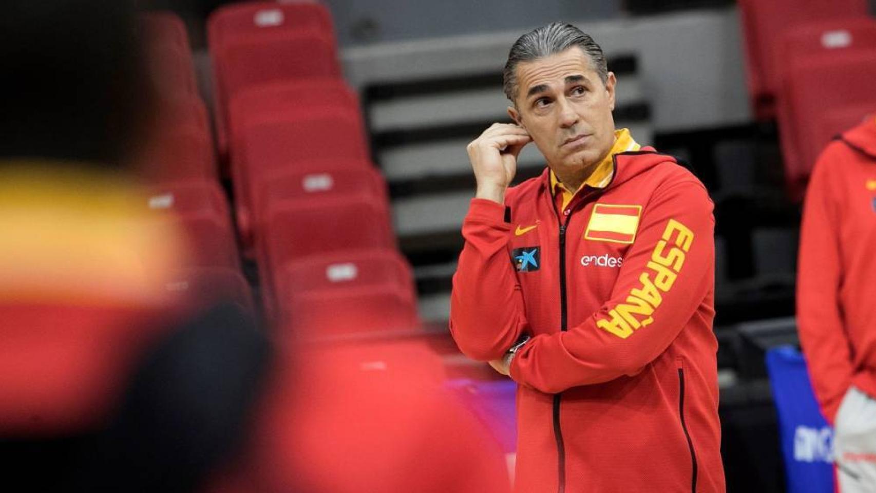 Scariolo, durante una sesión de entrenamiento de la Selección