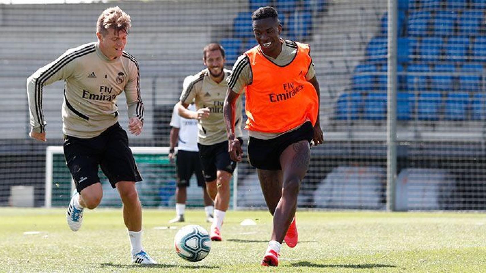 Kroos y Vinicius, en un entrenamiento