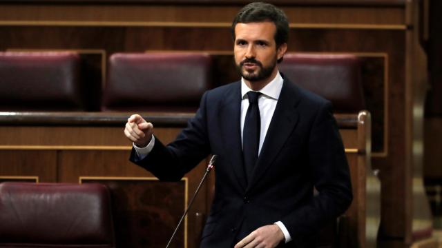 Pablo Casado, presidente del PP, en el Congreso de los Diputados.