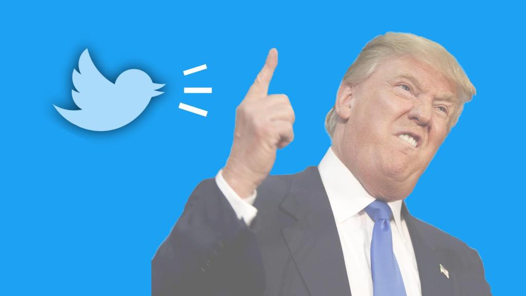 Fotomontaje con Trump y el logo de Twitter