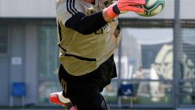 Courtois, durante un entrenamiento del Real Madrid