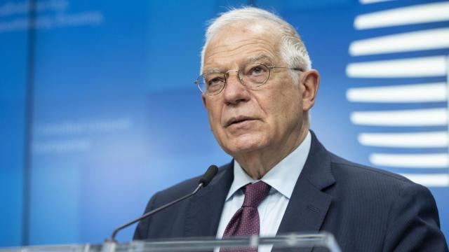 El jefe de la diplomacia de la UE, Josep Borrell, durante la rueda de prensa de este viernes