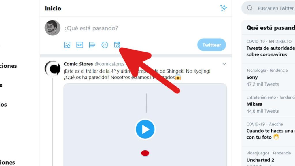 Botón para programar mensajes en Twitter