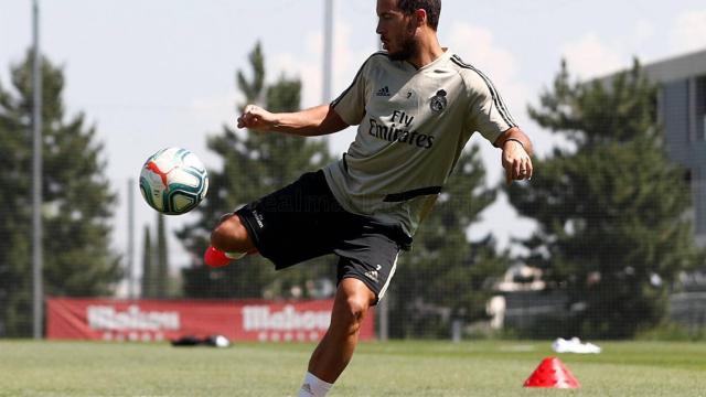 Eden Hazard, durante un entrenamiento de esta semana