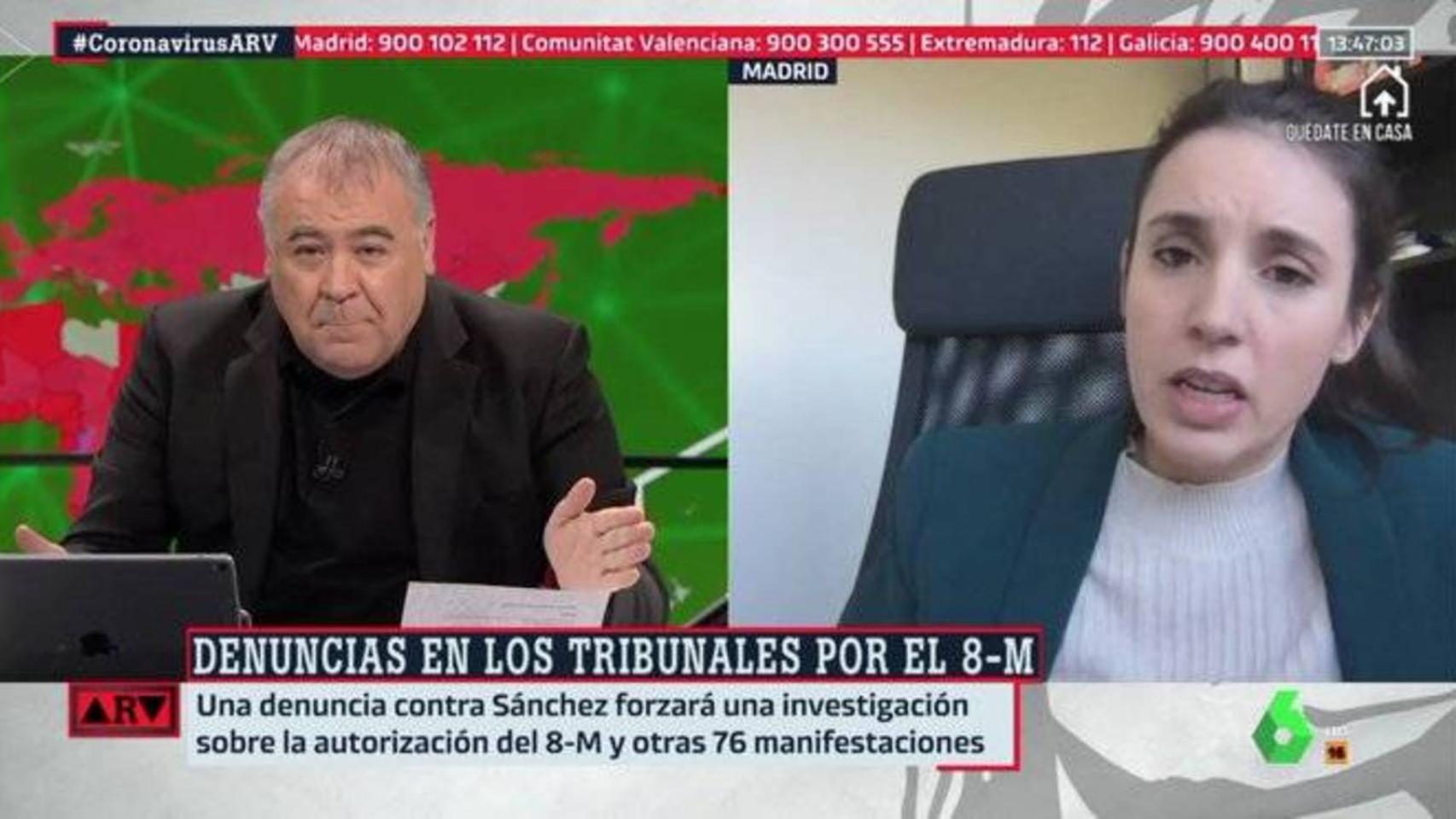 Antonio García Ferreras e Irene Montero.