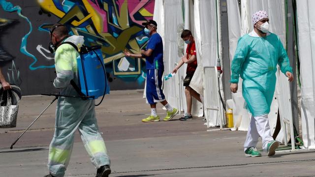 Carpas donde se hicieron los test rápidos en Torrejón.