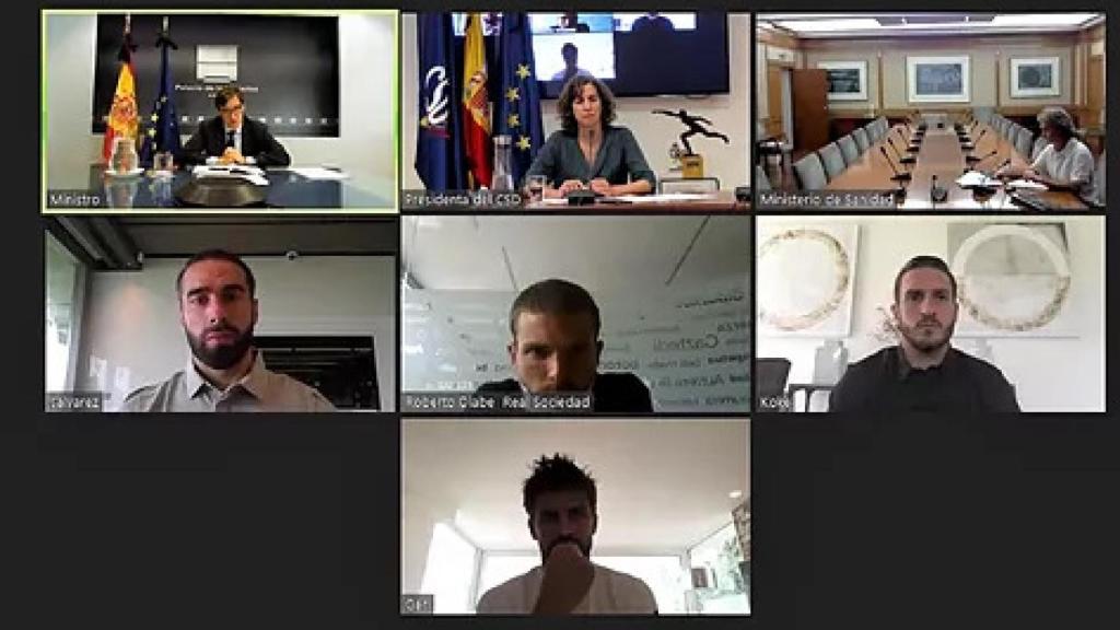 Reunión por videoconferencia entre Carvajal, Piqué, Illarramendi, Koke, Salvador Illa, Irene Lozano y Fernando Simón
