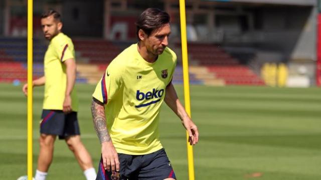 Leo Messi, en uno de los entrenamientos de esta semana