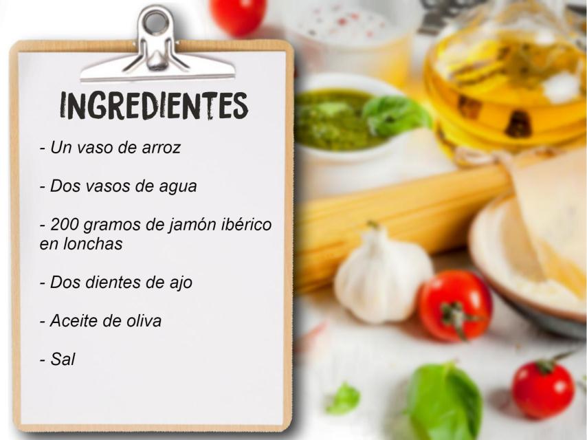 Listado de ingredientes para el plato de Josema Yuste.