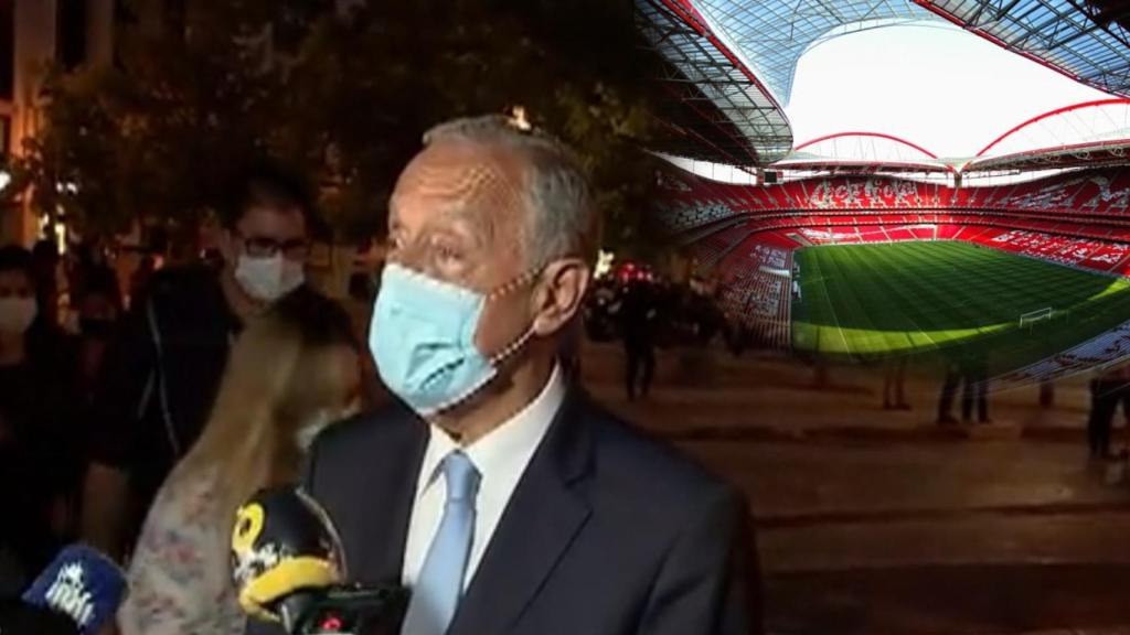 Marcelo Rebelo de Sousa, presidente de la República de Portugal, y el Estadio Da Luz