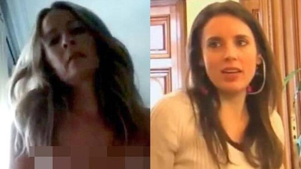 Olvido Hormigos e Irene Montero en imágenes de sus respectivos vídeos