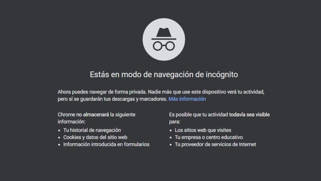 El modo incognito de Chrome avisa que nuestra actividad se puede registrar