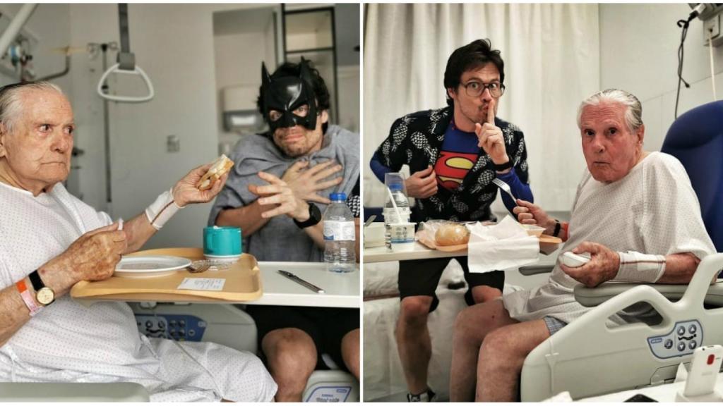 Oatvai se ha vestido de Superman y de Batman para hacer reír a su padre.