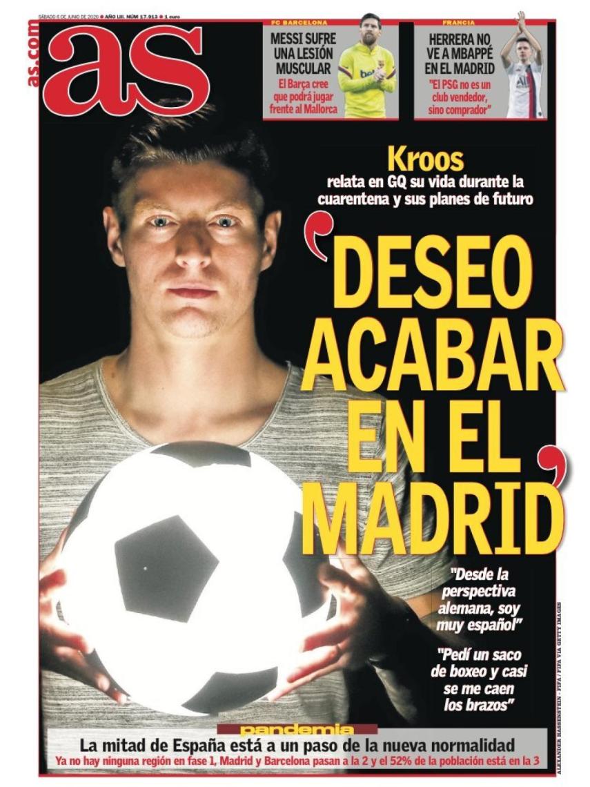 La portada del diario AS (06/06/2020)