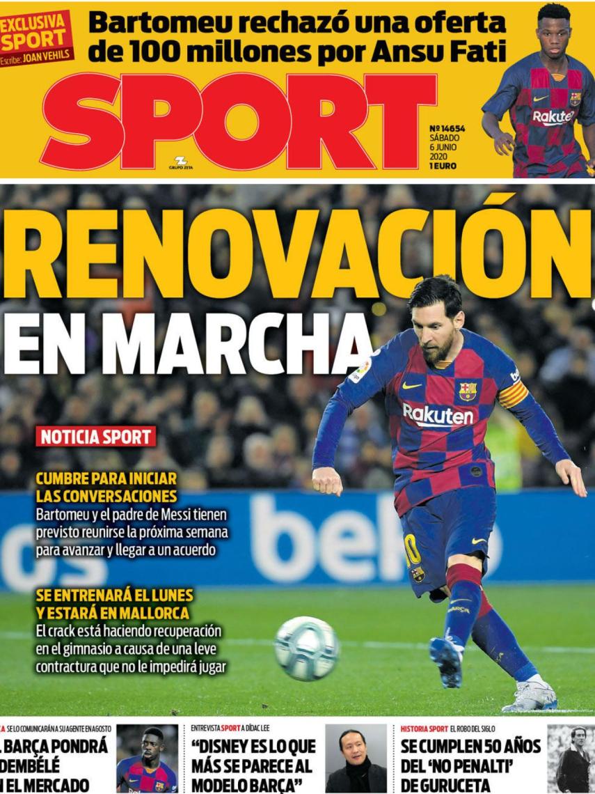 La portada del diario SPORT (06/06/2020)