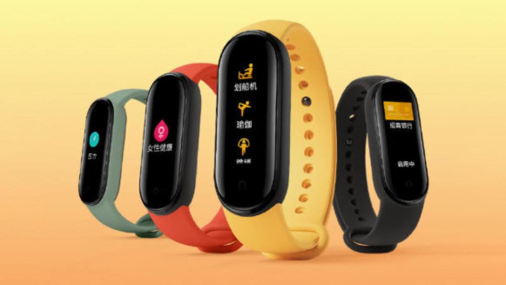 Xiaomi Mi Band 5 en un poster promocional.