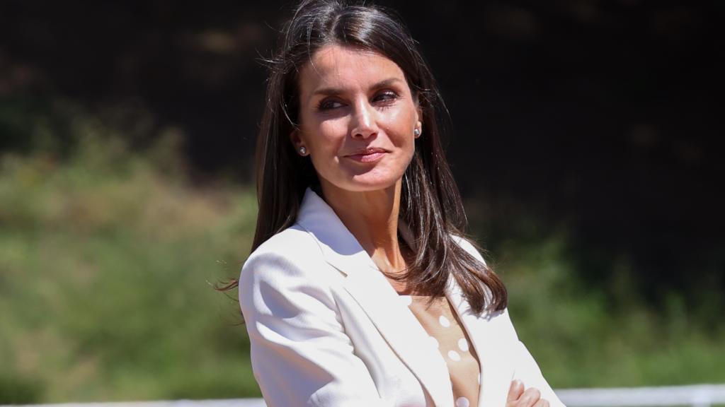 La reina Letizia en su último acto público este lunes por la mañana.