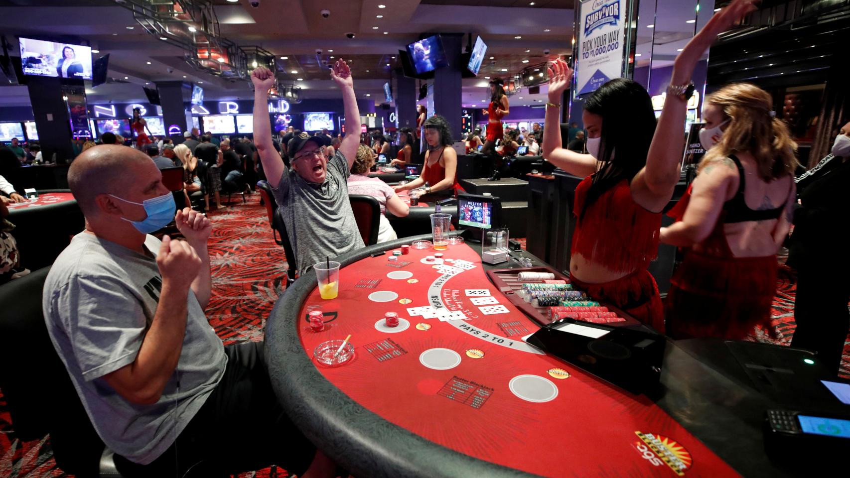 Mesa de blackjack en el The D Casino Hotel.