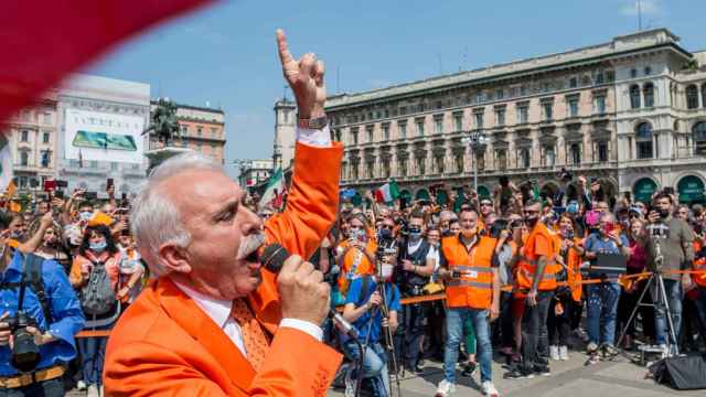 Antonio Pappalardo, líder de los chalecos naranjas en una protesta en Turín