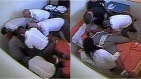 Fotogramas extraídos de la grabación realizada por las cámaras de la habitación de la víctima.