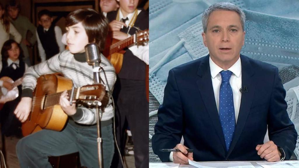 Vicente Vallés, de niño, cantando frente al coro.