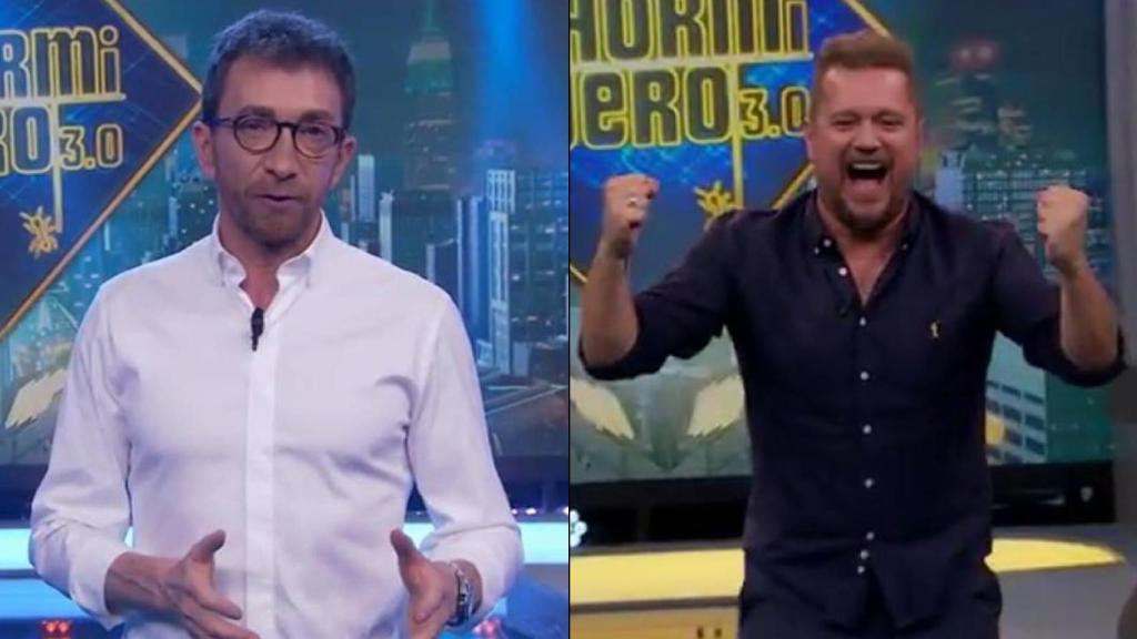 A la izquierda, Pablo Motos; a la derecha, el colaborador de 'El Hormiguero' conocido como 'El Monaguillo'.