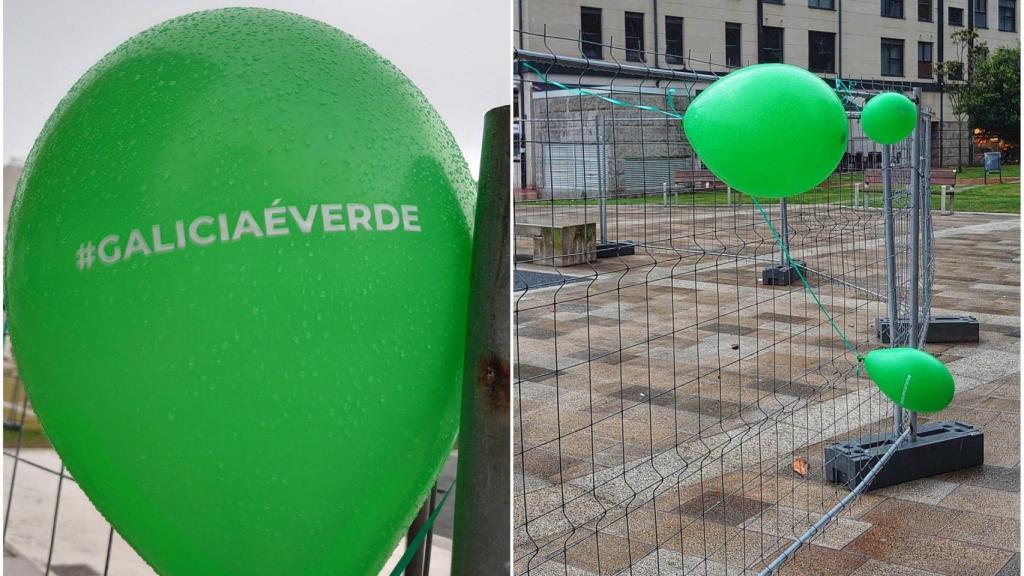 Aparecen globos verdes en puntos estratégicos de la ciudad