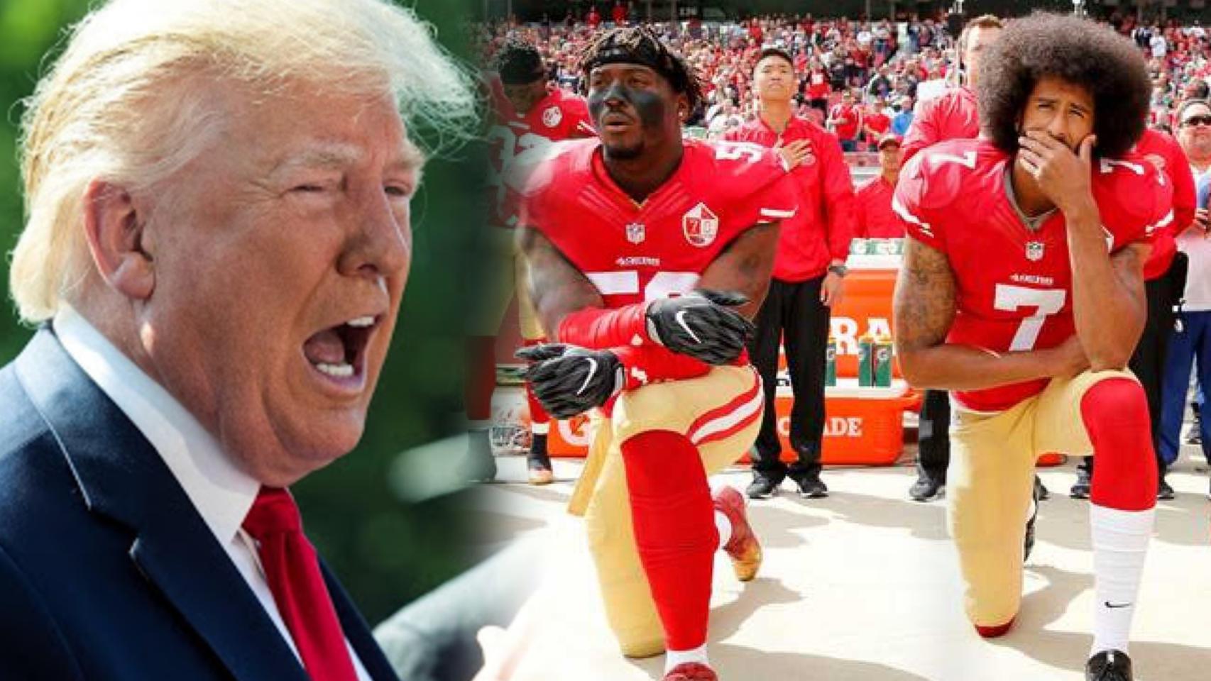 Donald Trump, junto a Colin Kaepernick y otro compañero de los San Francisco 49ers en 2016