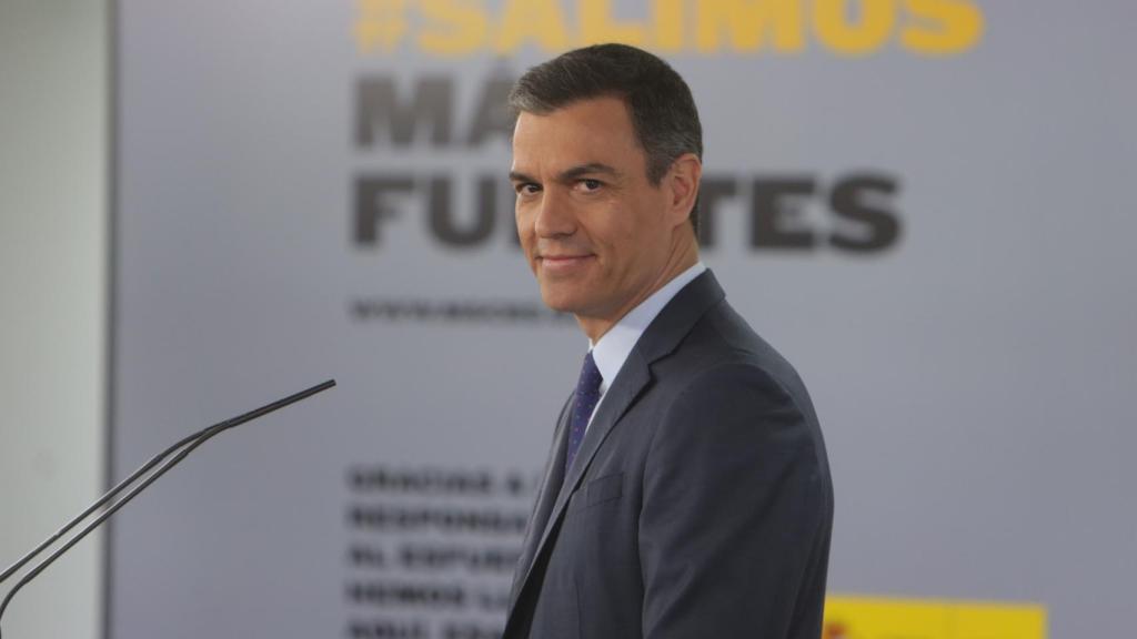 El presidente del Gobierno, Pedro Sánchez, durante una comparecencia en rueda de prensa en el Palacio de la Moncloa.