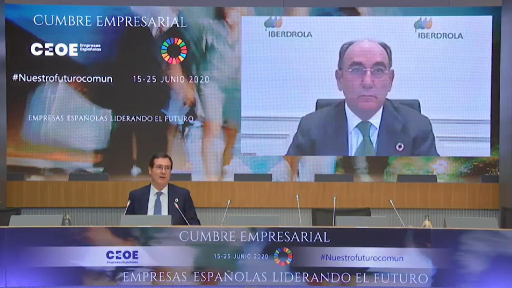 El presidente de Iberdrola, Ignacio Sánchez Galán, y el presidente de CEOE, Antonio Garamendi.