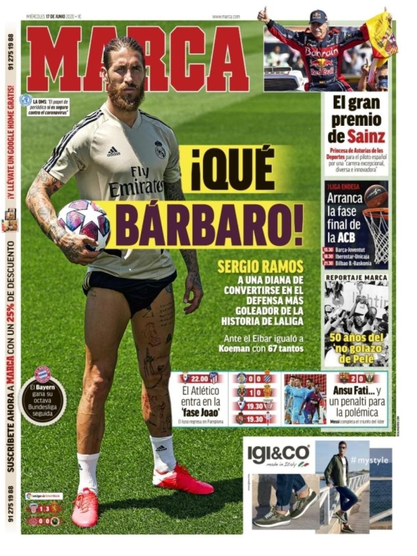 La portada del diario MARCA (17/06/2020)