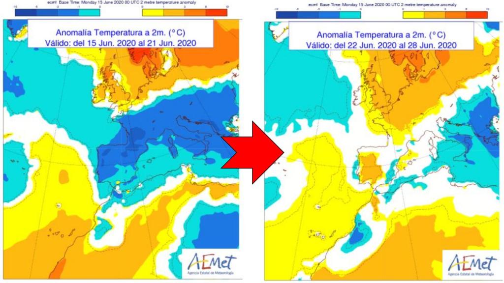 El cambio de anomalías de temperaturas frías a cálidas. AEMET