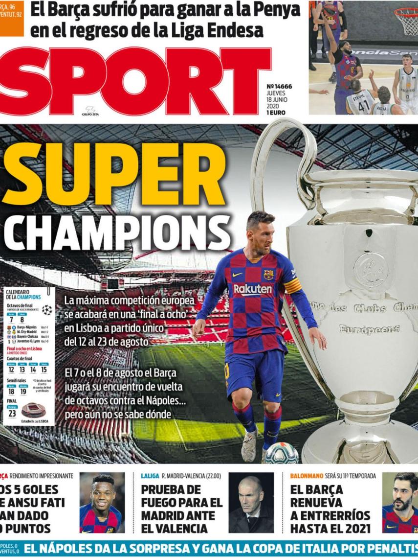 La portada del diario Sport (18/06/2020)